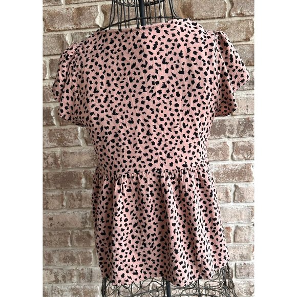 Savanna Jane Leopard Print Blouse Sz S Embroidered Artsy Flowy Sleeves Boho Fest - Picture 10 of 12